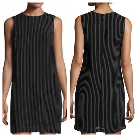 pinstripe shift dress